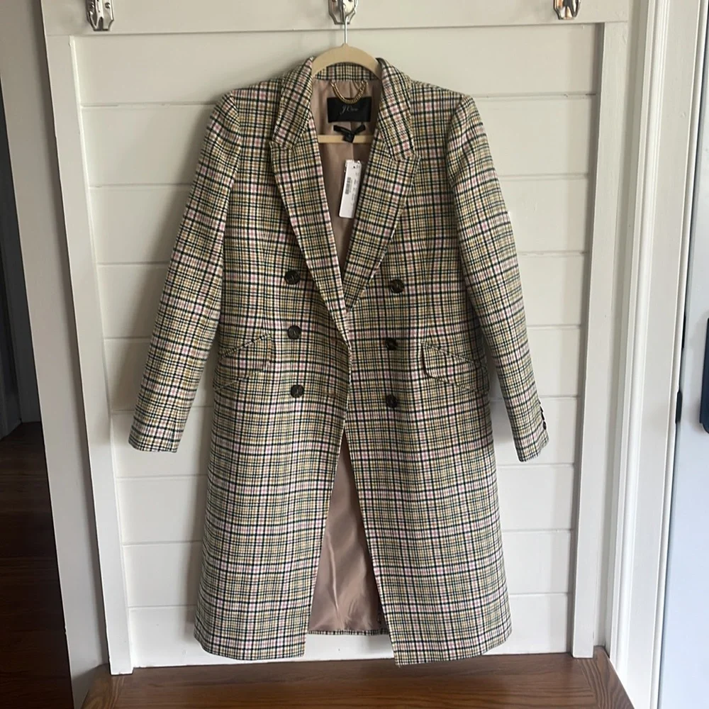 J Crew Italian Wool Plaid Coat - Picture 6 of 9